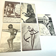 Vintage Beach Swimsuit Pin-Up Girls Black & White Photo Cards Lot of 5 picture