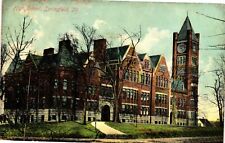 Vintage Postcard- 252317. High School, Springfield, IL. Cancellation 1909 picture