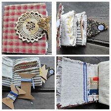 Handmade Needle Book Primitive Style Antique Embroidered Crazy Quilt Piece Linen picture