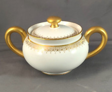 Antique D&C L. Bernardaud & Co Limoges White & Gold Covered Sugar Bowl picture