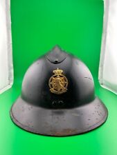 WWII Belgian Civilian Defense Adrian Combat Helmet with Liner and Chinstrap picture
