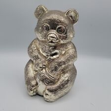 LUNT Silversmiths Silver Plated Teddy BEAR Baby Coin Banks  5in VINTAGE picture