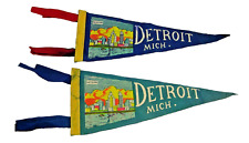 Two Vintage 11-inch Detroit, Michigan Pennants picture