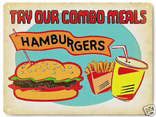 HAMBURGER METAL SIGN fast food VINTAGE style art RESTAURANT deli diner decor 296 picture