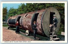 c1920's Spruce Log At Palmer Park Tourists Attraction Detroit Michigan Postcard picture