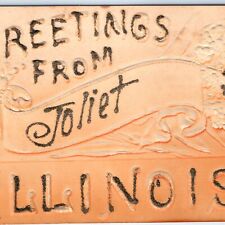 c1910s Joliet, IL Greetings Mica Glitter Embossed Postcard Illinois ILL Vtg A66 picture
