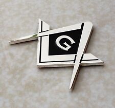 Masonic Master Mason Square & Compass G Symbol Cut Out Car Auto Emblem Silver picture