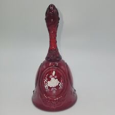 Fenton Red Ruby Glass Bell Flowers Label Hand Painted Signed B. Thornton Embossd picture