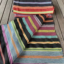 Handwoven Cotton Hemp Fabric Antique Textile Striped Rug Bohemia Upholstery 3 yd picture