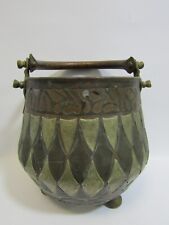 Antique Ornate Brass Accent Copper Pail Bucket picture