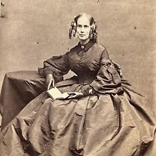 Antique CDV Photograph Beautiful Mature Woman Civil War Era Wonderful Dress 1861 picture