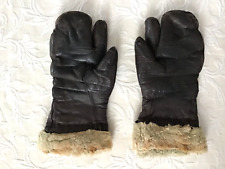 VINTAGE Leather Fleece Flying Mittens U.S. ARMY AIR FORCE LARGE WWII WW2 USAF picture