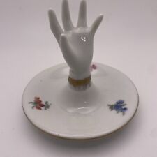 French Elios Porcelain Vintage Hand Jewelry Ring Trinket Dish Holder White Gold picture