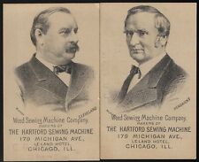 1884 Election Cleveland & Hendricks Matching Trade Cards Hartford Sewing Machine picture