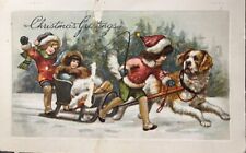 1926 Christmas Greetings Saint Augustine FLORIDA Postcard Dog Sled Santa FL picture