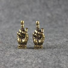 Pure Brass Hand with Erect Middle Finger Up Statue Miniature Ornament Toy Craft picture