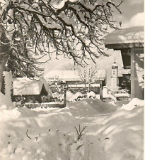 Vintage Real Photo Postcard RPPC Homes Houses Residence Buildings Snowy Yard picture