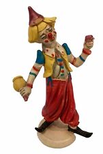 Vintage Clown Figurine Polymer Resin Made In Italy Hand Painted 7.5” Tall Decor picture