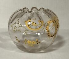 Antique handblown Rosebowl Art glass vase, Mont Joye Legras Rococo, Enamel, Gilt picture