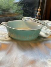 Vintage Pyrex Amish Butterprint Turquoise Small Casserole #471 1 Pint picture