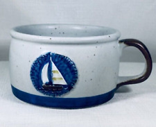 Vintage OTAGIRI Japan Raised Sailboat Stoneware Soup Mug picture