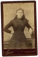 CIRCA 1880'S CABINET CARD Beautiful Young Woman Victorian Dress Kopke Brooklyn picture