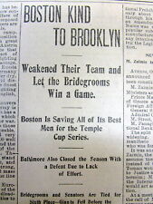 1897 display newspaper BOSTON Team WINS NATIONAL LEAGUE ML BASEBALL CHAMPIONSHIP picture