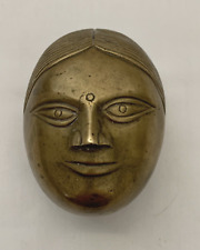 BRASS FEMALE FACE TRINKET BOX 3.625 in picture