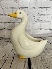 Vintage White Ceramic Duck Planter  picture