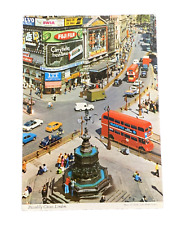 Aerial View of Piccadilly Circus London England Postcard Vintage Posted 1980 picture