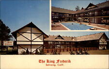 King Frederick Solvang California swimming pool two views ~ 1950s-60s postcard picture