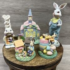 Vintage Easter Village Accessories Resin Ceramic Church Bunnies Mixed Lot picture