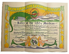 1953 USN Domain Of The Golden Dragon Certificate 180th Meridian USNS Gen J Pope picture