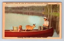 Burk's Falls Ontario-Canada, General Greetings On Lake, Vintage c1949 Postcard picture
