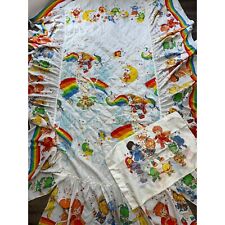 Vtg 80s Rainbow Bright Quilted Canopy Bed Topper/Quilt & Pillowcase RARE Set picture
