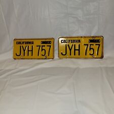 California License Plate Matched Pair 1956 Vintage Tag Yellow Black picture