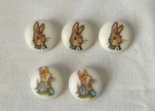 (5) 1980’s  1/2” BEATRIX POTTER PETER RABBIT  PLASTIC BUTTONS NEVER USED CUTE picture