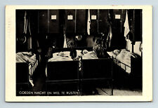 c1930s Postcard Good Night Dutch? Soldiers Resting in Beds Barracks picture