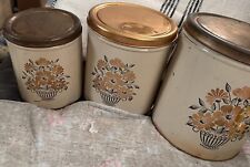 Vintage DECOWARE Tin Floral Canister Kitchen Storage Container picture