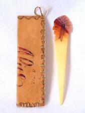 Antique Celluloid AMER. INDIAN CHIEF Painted LETTER OPENER & Leather ALICE Case picture