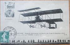 French Aviation 1909 Postcard, Pilot Sommer, Biplane Airplane Farman, Paris picture
