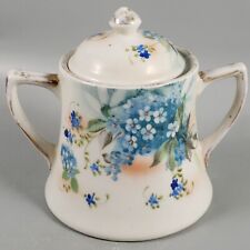 Antique Takito Nippon Forget Me Not Hand Painted Porcelain Sugar Bowl Japan picture