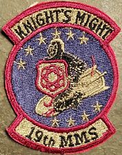 USAF AIR FORCE KNIGHTS MIGHT 19TH MMS MISSILE MAINTENANCE SQUADRON SUBDUED VTG picture