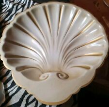 Vintage Nashco Products New York Calm Shell Tray 🐚 Seashell Off White Gold Trim picture