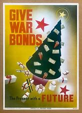 1943 Give War Bonds Present with a Future Poster Don Snider Christmas Tree WWII picture