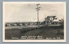 RPPC Wells Wonder View Cabins Diner WELLS ME Maine Vintage Real Photo Postcard picture