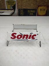 Vintage Sonic Tires Service Station Tire Rack Topper Signs & Bracket picture