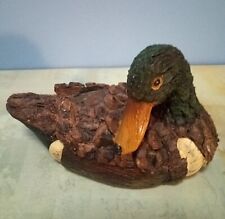 Vintage Solid Resin Carved Duck Mallard Figurine  4-1/2