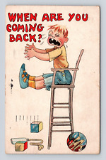 Antique Postcard Boy High Chair Ball Blocks - Tantrum - Hamilton OH 1910 Cancel picture