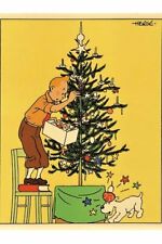POSTCARD Print / HERGÉ / Tintin + Christmas Tree picture